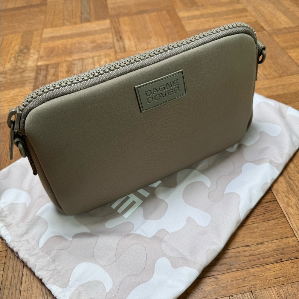 Dagne Dover Tan Clutch Sleek Minimalist Design